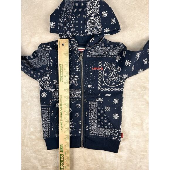 Levi's Hoodie Toddler Sz 3T Blue Paisley Bandanna Full Zip Sweatshirt NWT Jacket - Picture 5 of 10